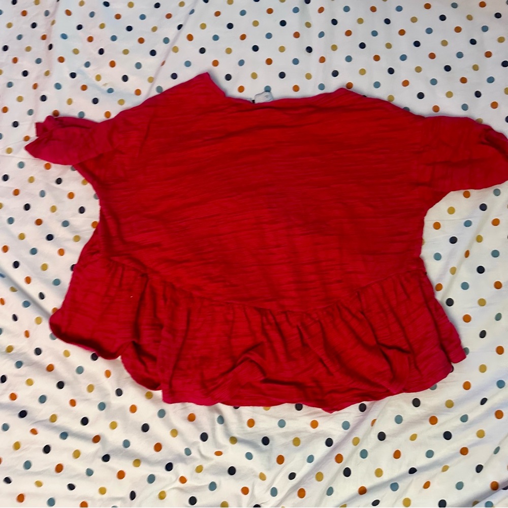 Anthropologie Red Ruffle Top - Picture 2 of 6